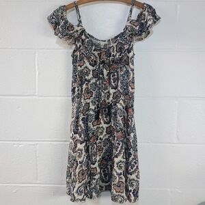 American Eagle Paisley Dress Spaghetti Off The Shoulder Straps Sz S Boho Western